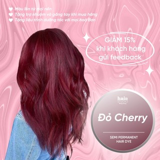 (Tặng Bodymist) Thuốc nhuộm tóc màu đỏ cherry không tẩy (kèm trợ nhuộm, găng tay)