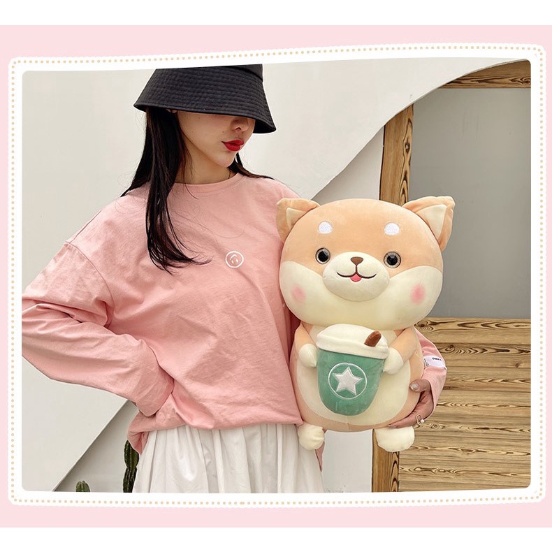 Gấu bông Chó Shiba trà sữa 50 cm cực dễ thương - Cún trà sữa - Chó nhồi bông - Thú nhồi bông nhập khẩu - Gấu bông giá rẻ