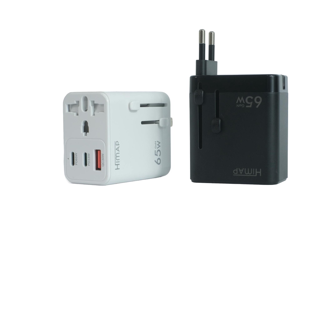 SẠC NHANH HIMAP 65W GaN Travel worldwide, đa chân cắm EU US UK tiện lợ