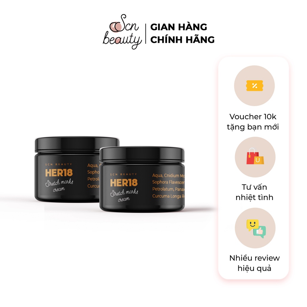 Kem Dưỡng Her18 Cải Thiện Rạn Đỏ Rạn Trắng, Hỗ Trợ Ngăn Ngừa Rạn, Làm Mềm Da, Làm Mờ Sẹo