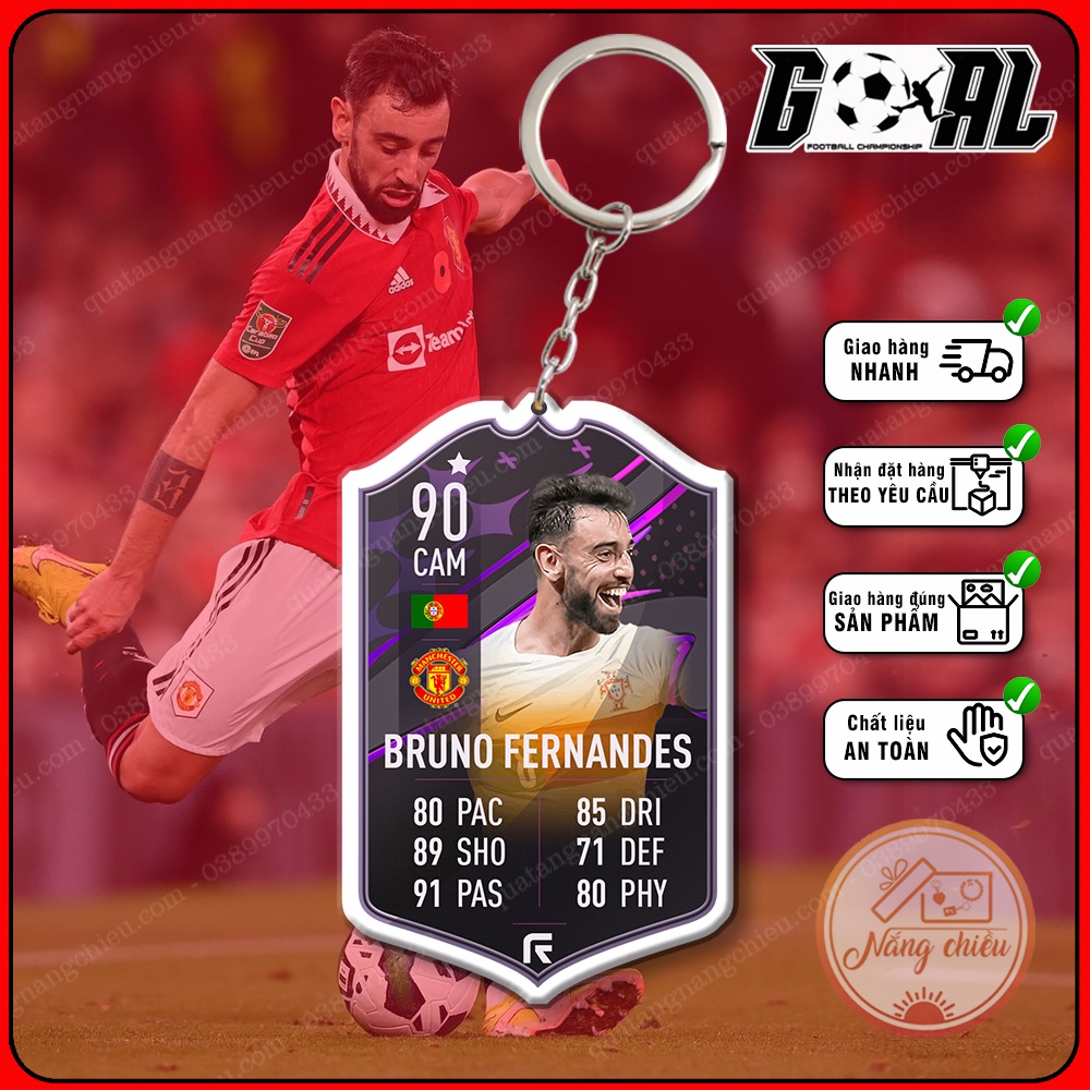 Móc khóa cao cấp cầu thủ Bruno Fernandes-thiết kế ấn tượng 2023-phụ kiện treo balo đẹp-CLB Manchester United[4637-4648]