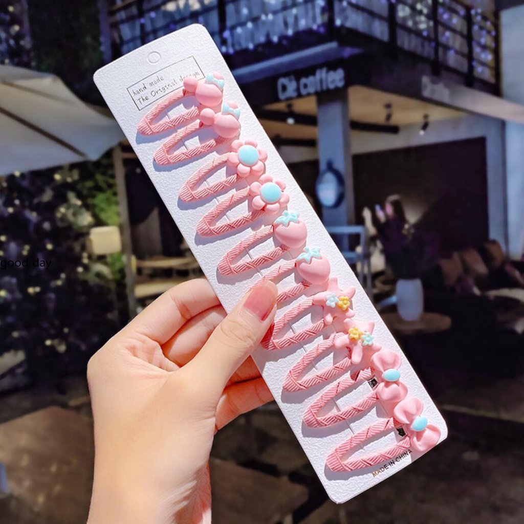 Set 10 Kẹp Tóc Vải Dễ Thương Phong Cách Hàn Quốc Cho Bé Gái