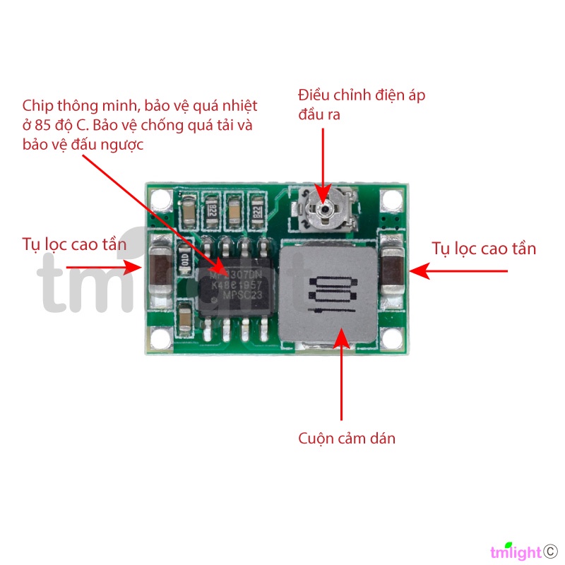 Mạch hạ áp mini MP2307DN ứng dụng cho LED, buck MP2307DN