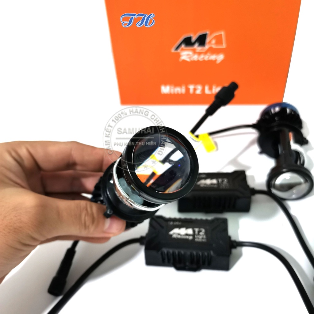 Đèn pha bi cầu mini MA RACING T2 Light KÍNH TÍM 60W siêu sáng không chói mắt ánh sáng trắng