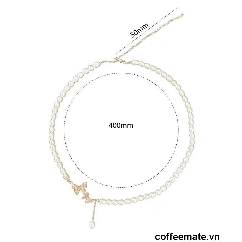 【coffeemate】⚡ Vòng cổ choker hình bướm đính ngọc trai giả thời trang hàn quốc cao cấp sang trọng
