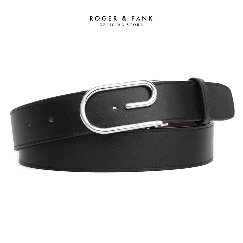 Thắt lưng nam da thật cao cấp hai mặt bản 3.2 cm Roger & Fank