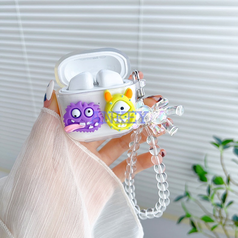 SoundPEATS Air 3 TrueAir 2 / 2+ Cover Rabbit Lovely Transparent Earphone Silicone Case Earbuds Waterproof Shockproof Soft Protective Headphone Cover Headset Skin with Hook