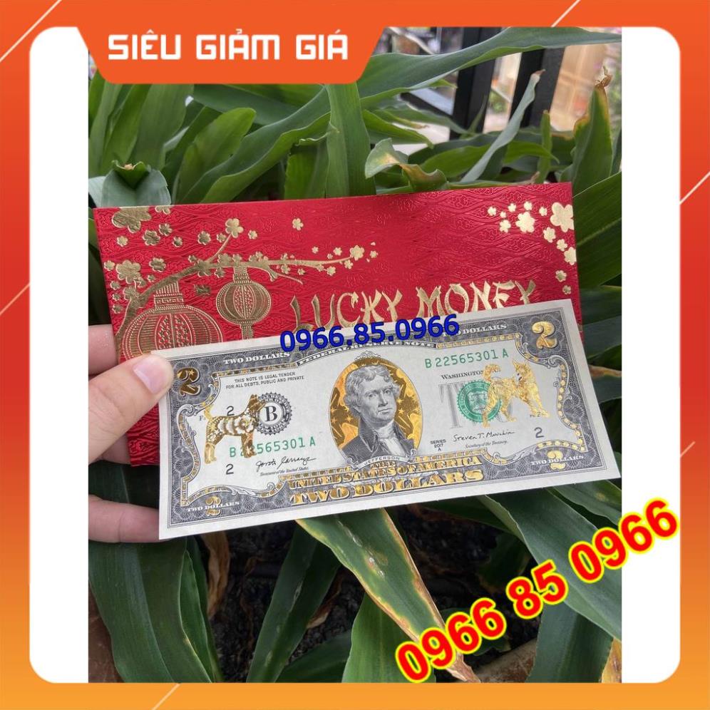 Tờ 2 Đô, 2 USD In Hình 12 Con Giáp Mạ Vàng 3D Kỷ Niệm Làm Quà Tặng rất độc đáo, Sưu Tầm, Trang Trí