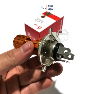 Đèn pha led chân H4 3 tim cho xe máy Wave Dream Sirius...