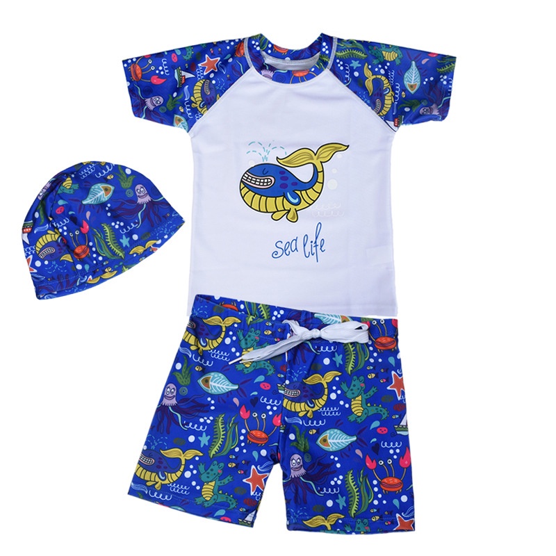 Bộ Đồ Bơi Ngắn Tay Họa Tiết Hoạt Hình Cho Bé Trai