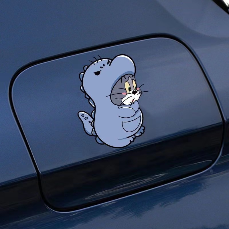 Hl Miếng Dán Phản Quang Hình Mèo Và Chuột Trang Trí Mũ Bảo Hiểm / Xe Hơi