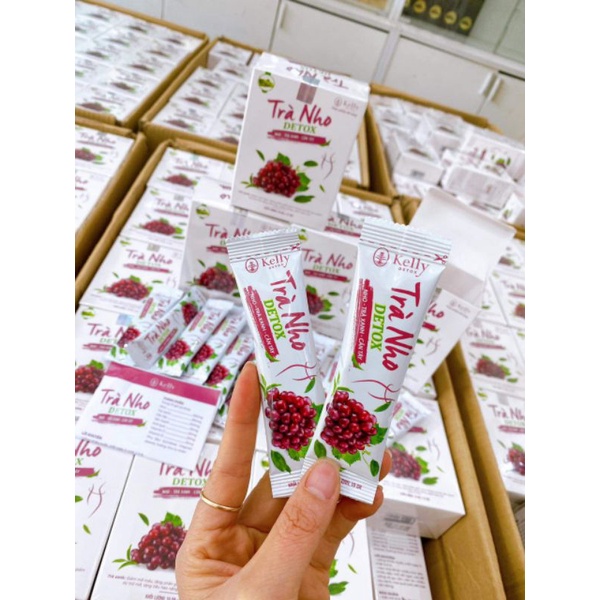 (BUÔN SỈ) GIẢM CÂN KELLY DETOX VỊ NHO hộp 12 gói x 10g
