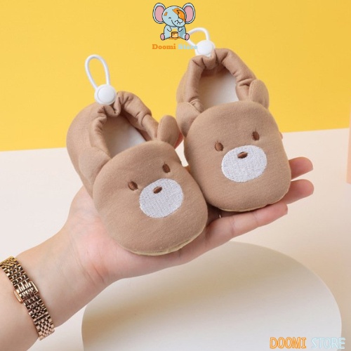 Giày Tập Đi Cotton Hình Gấu Nâu Siêu Đáng Yêu Cho Bé Từ 0-1 tuổi Doomi Store - SP269