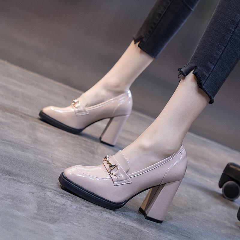 Giày Cao Gót Da Thật Mũi Vuông Thời Trang Xuân Thu 2022 Cho Nữ