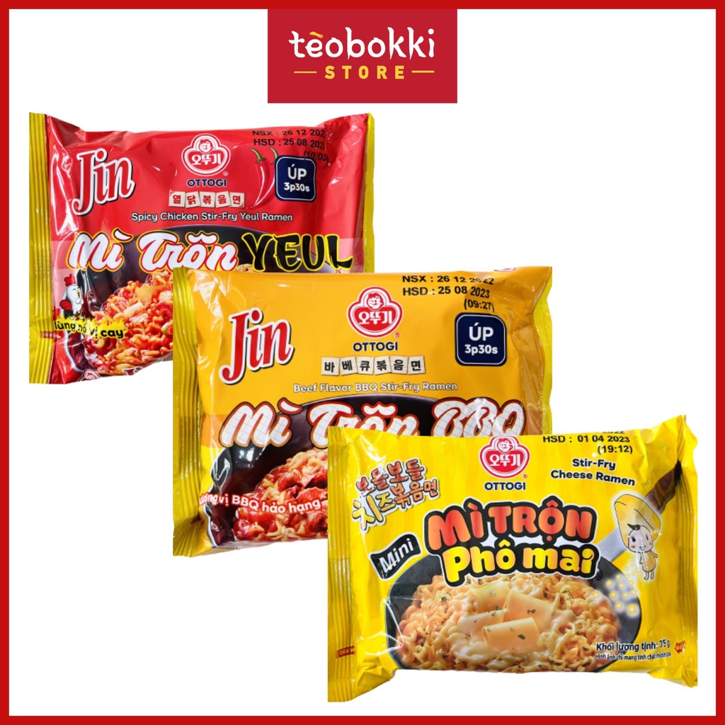 Mì trộn Ottogi/Otoki (phô mai, BBQ, vị gà cay) 70g, 80g