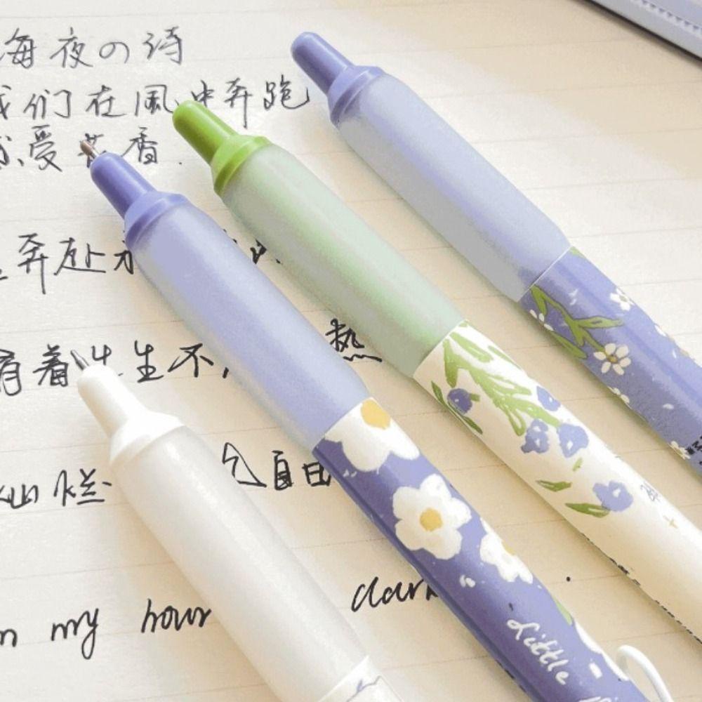 Bộ 4 Bút Mực Gel Ngòi 0.5mm In Họa Tiết Hoa Cúc Xinh Xắn