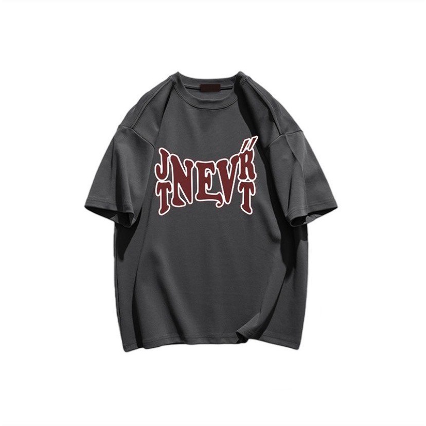 Áo Phông Cổ Tròn In Chữ JTNEVRT 100% Cotton Thoáng Khí Fom Tay Lỡ Cá Tính
