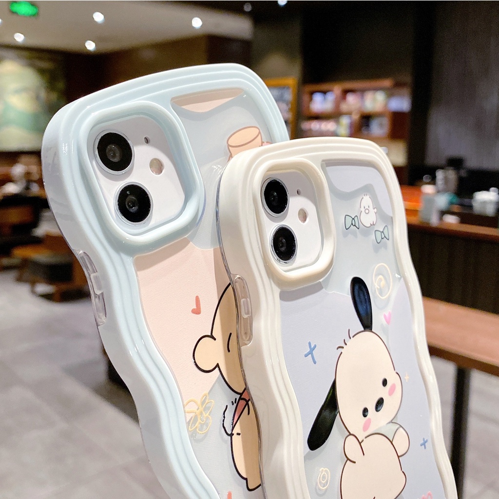 Ốp Điện Thoại Silicon Mềm Viền Lượn Sóng Hình Gấu / Cún Cho iphone 15 14 7 6s 8 plus xr 11 12 13 pro xs max silicone