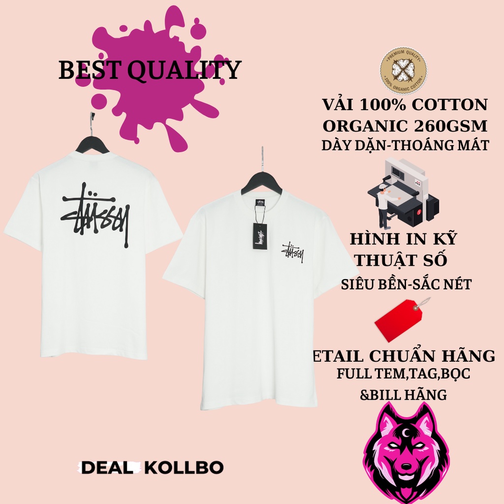 Áo Thun Stussy Basic nam street style Áo Stussy nữ casual form rộng tay lỡ vải cotton organic 100% Bestquality