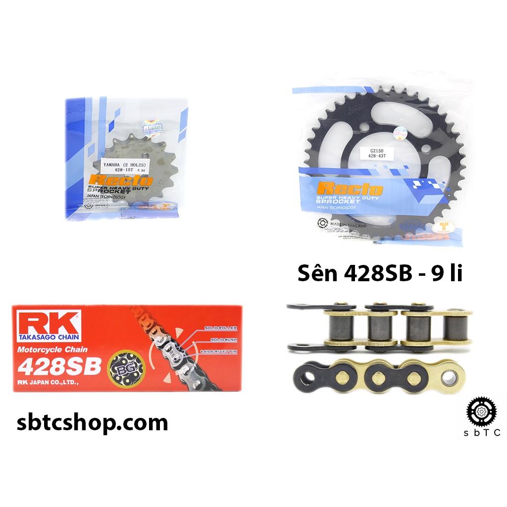 NSD Nhông dĩa RECTO sên RK vàng đen GZ150 chính hãng