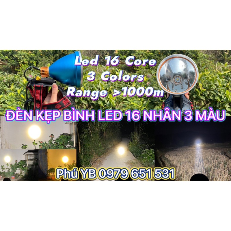 ( CHIP LED 16 NHÂN RỌI XA 3 MÀU) Đèn Kẹp Bình Ắc Quy 3 Trong 1