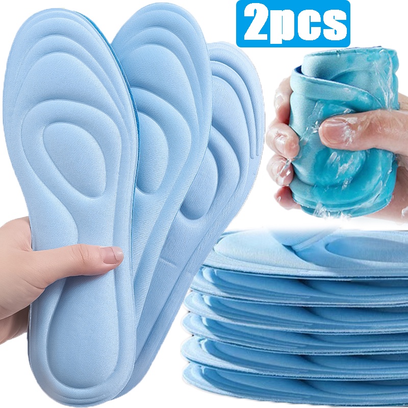 1 Cặp Miếng Lót Giày Thể Thao Bằng Cotton Mềm Mại Co Giãn Giảm Xóc 5D Dành Cho Nam Và Nữ
