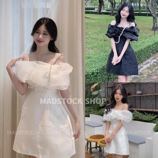 Váy trắng trễ vai bèo quai đá *Larissa* chất tafta sang trọng 🌱 Đầm dự tiệc, kỷ yếu, đám cưới