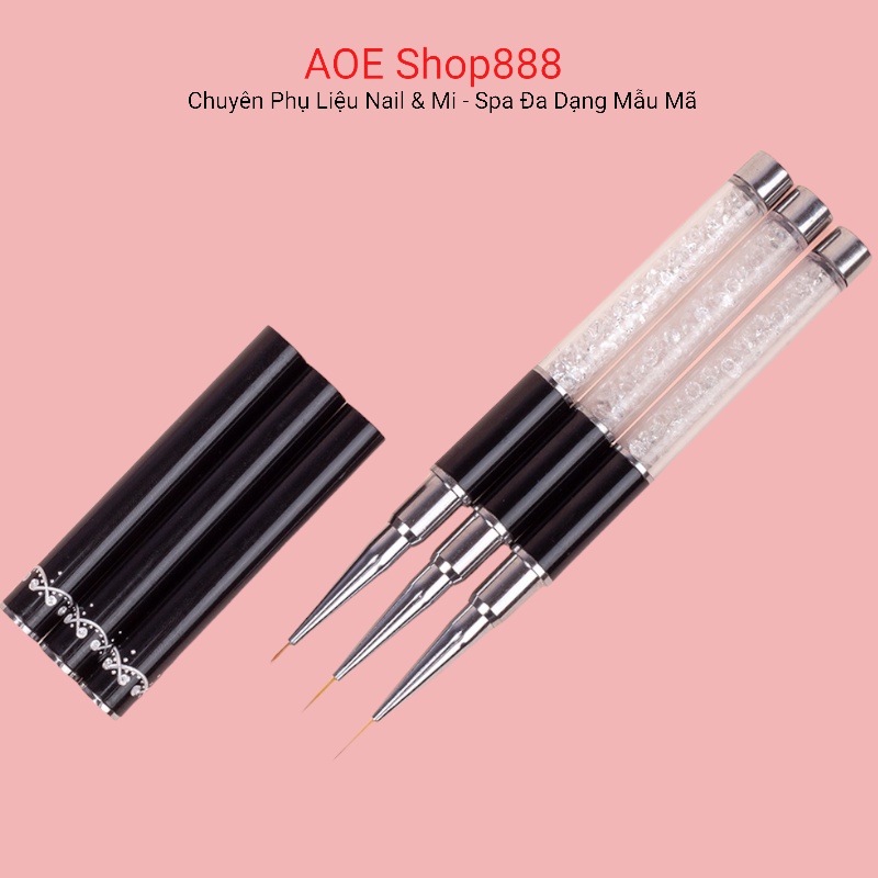 Cọ nét cán đá cao cấp 3 sizes (6mm; 9mm; 12mm) - Cọ vẽ nail chuyên dụng (lẻ chiếc) AOE Shop888