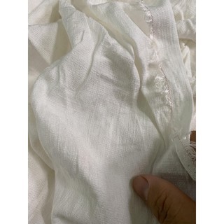 Vải đũi linen màu trắng kem hàng khúc