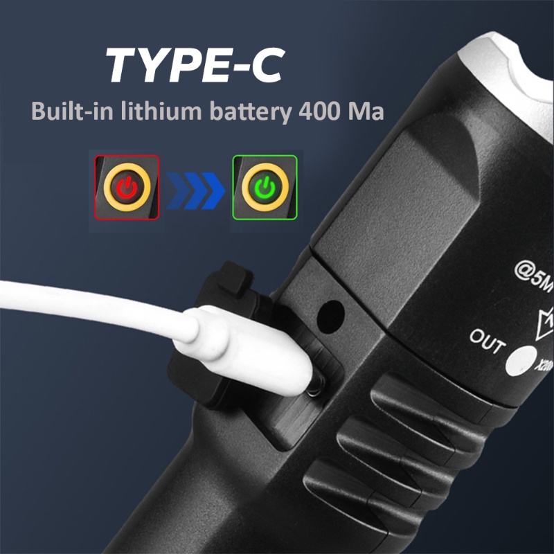 Đèn Pin LED COB Khẩn Cấp 3 Chế Độ Chất Lượng Cao Chống Thấm Nước Bằng ABS Có Thể Sạc Lại Bằng Cổng USB