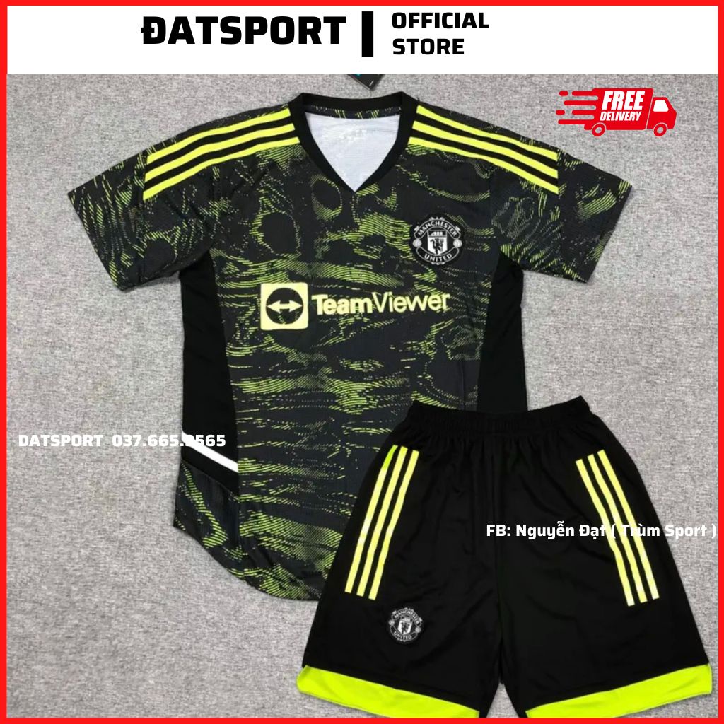 Áo Bóng Đá CLB Manchester United Training Đen Viền Cốm 22/23 Vải Gai Thái Chuẩn Thi Đấu. Cam Kết Y Hình