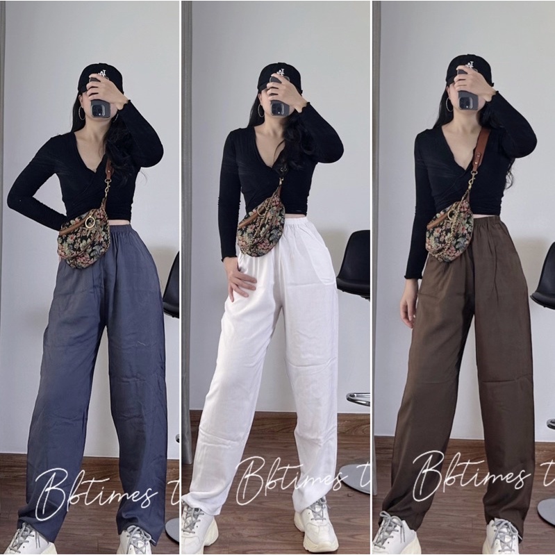 Quần ống suông lanh thổ cẩm