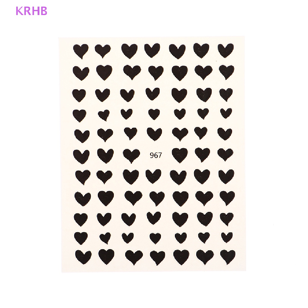 1 Miếng Dán Trang Trí Móng Tay 3D Hình Trái Tim Màu Đỏ Đen Mới