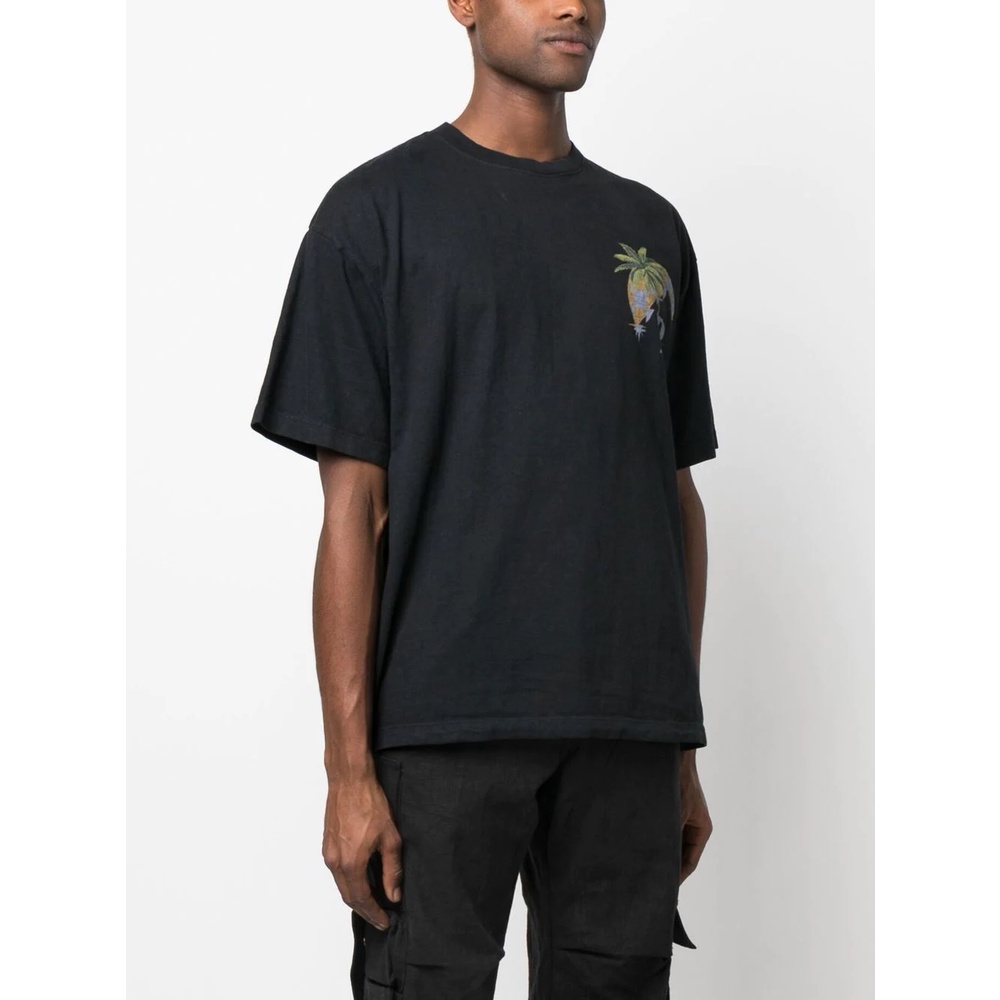 Rhude2023 New Moonlight Tropic Logo Print Street Loose Casual Versatile Cotton Short Sleeve Fashion T-shirt