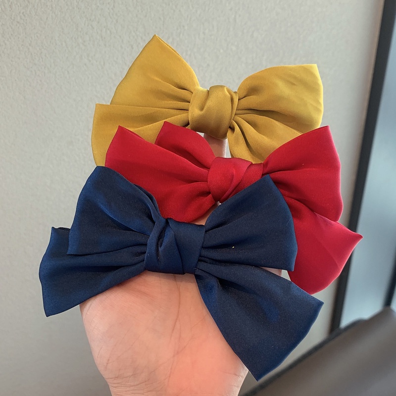 Kẹp Tóc Nơ Satin Chiffon Nhiều Màu Phong Cách Hàn Quốc Cho Nữ