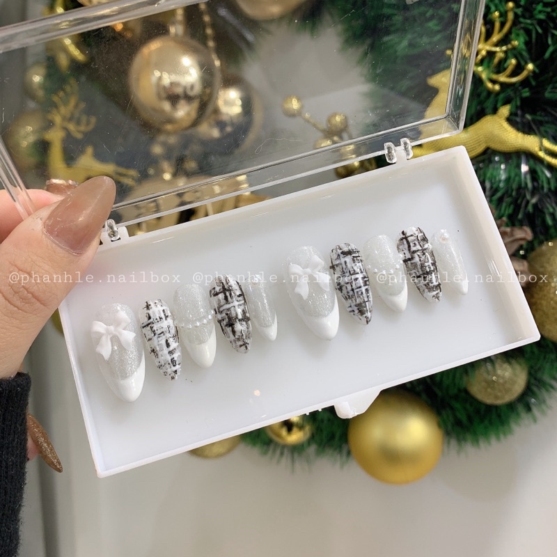 Set nailbox ket dạ đính nơ