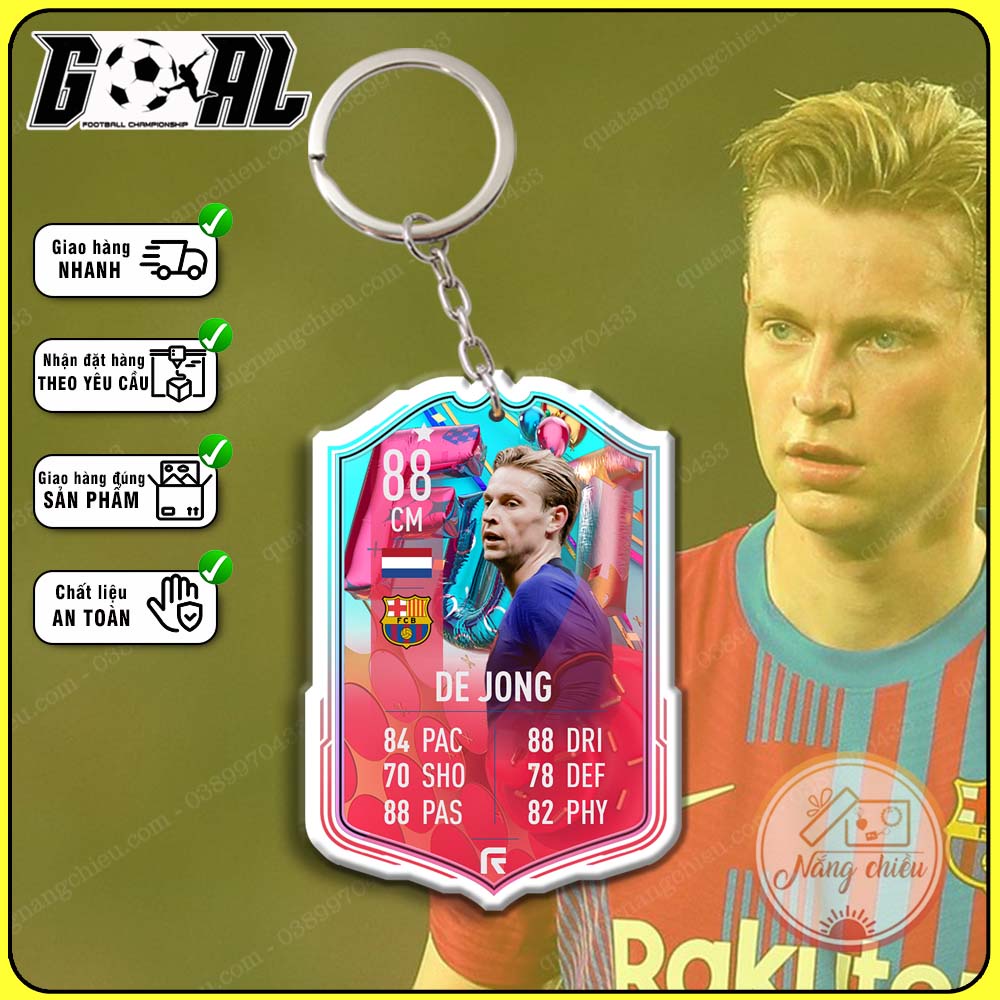 Móc khóa Frenkie de Jong cao cấp mới nhất 2023-phụ kiện treo balo hottrend-cầu thủ yêu thích CLB Barcelona [5112-5123]