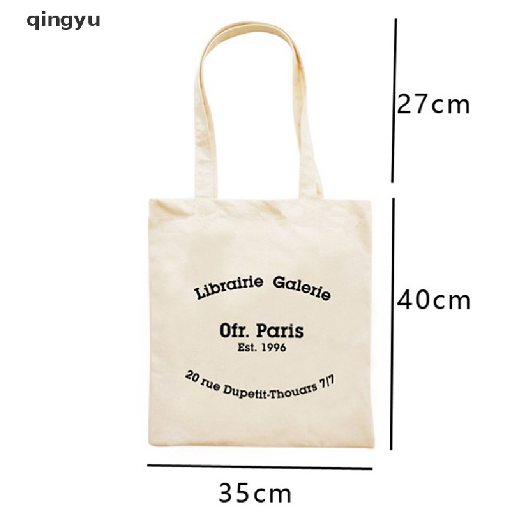 Qingyu Túi Xách Canvas Cotton Lanh In Chữ Paris Thân Thiện Với Môi Trường Cho Nữ