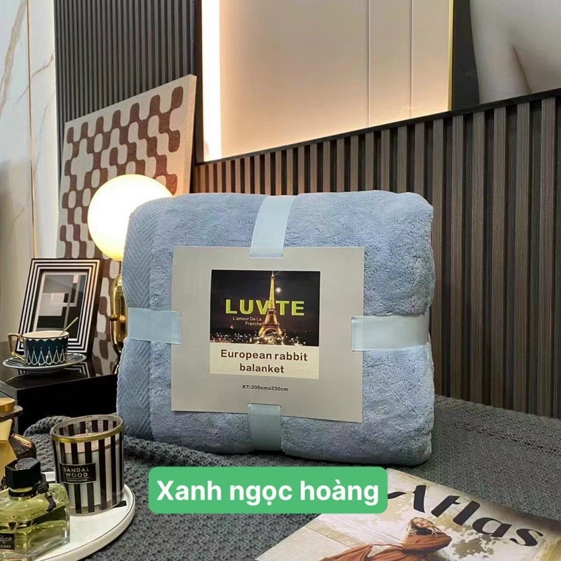 Chăn lông thỏ cao cấp K-Sleep LUVATE kích thước 2m x2m3 nặng 3kg siêu mềm siêu ấm,chăn đông cao cấp hàng chính hãng