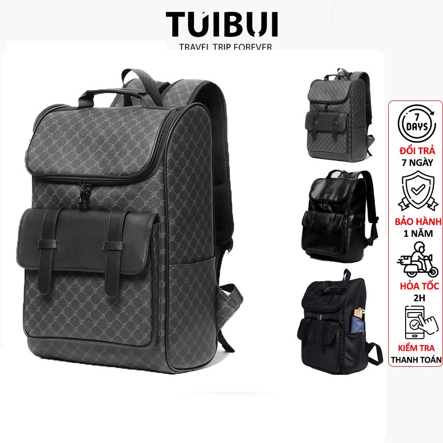 Balo da đi học cao cấp thời trang nam nữ unisex chất liệu da Pu, nắp gập , ngăn để laptop máy tính 15,6 inch - TB09