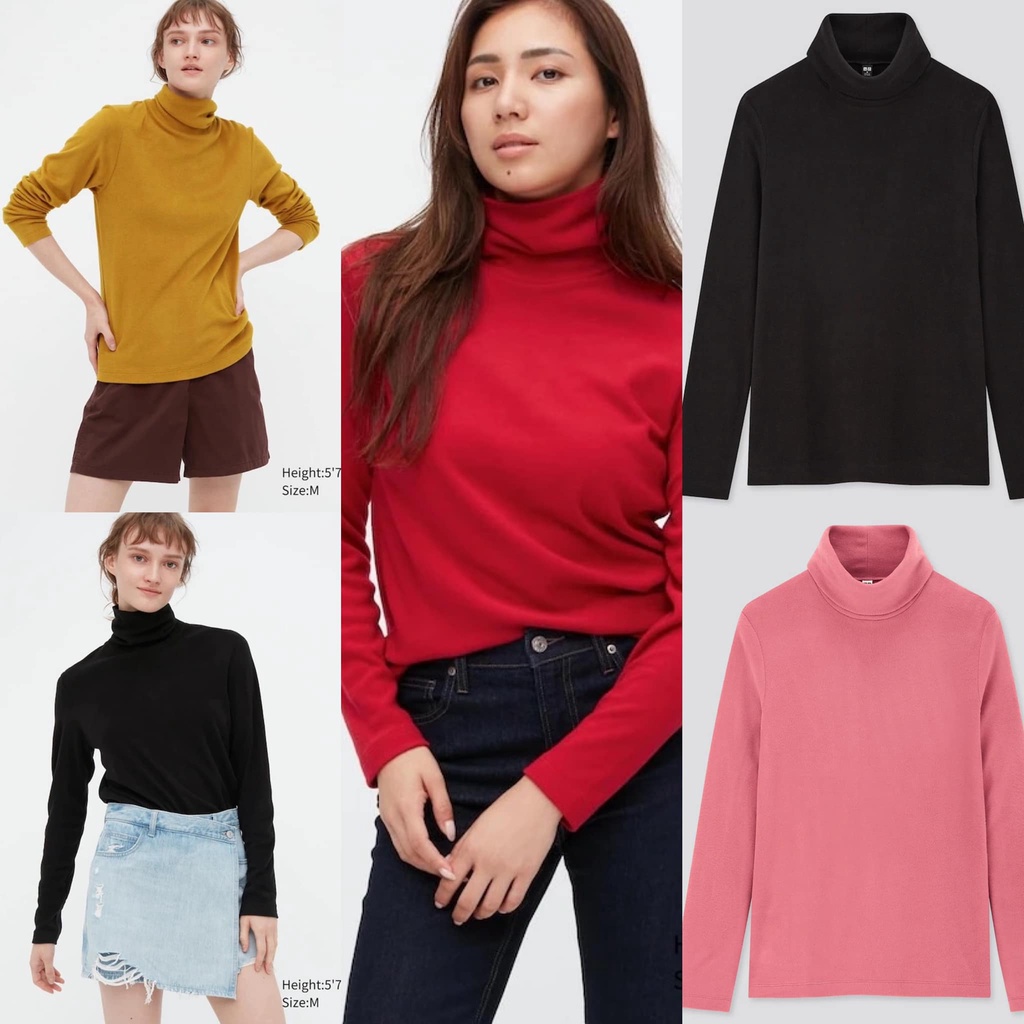 Áo giữ nhiệt nỉ băng lông UNI xuất dư xịn dáng cổ lọ - 97A08