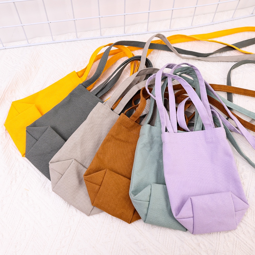 Vỏ Vải Canvas Chất Lượng Cao Đựng Chìa Khóa / Son Môi / Chai Nước Nhỏ Gọn Có Dây Đeo Tiện Dụng Khi Đi Mua Sắm / Du