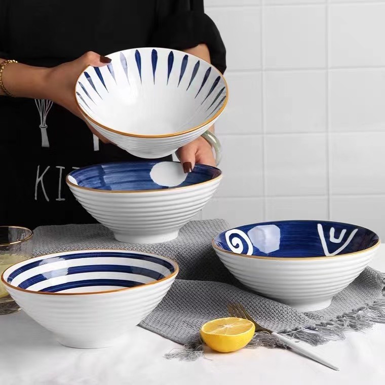 BÁT TÔ SỨ BÁT ĂN MÌ  DÙNG ĂN MỲ PHỞ BÚN HỌA TIẾT ĐỘC ĐÁO SÁNG TẠO PHONG CÁCH NHẬT