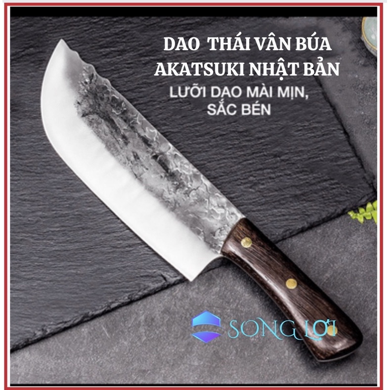 Dao Thái Nhật Bản Vân Hoa Siêu Bén Đẳng Cấp AKATSUKI(Nặng 300gr)Chuyên Thái Thịt .Thép không Gỉ Cromova18  Hàng Bãi Nhật