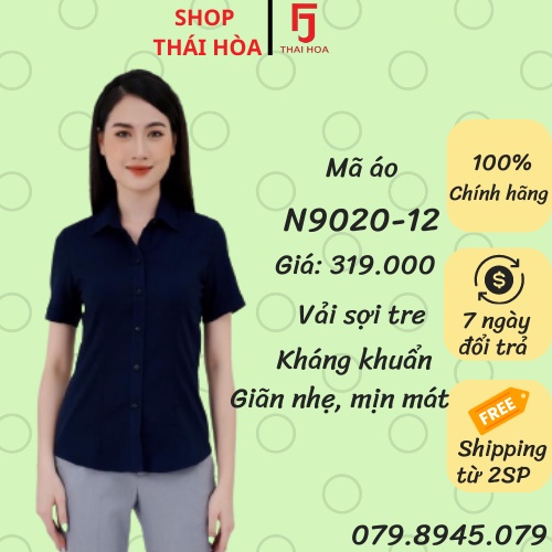 Áo sơ mi Thái Hòa sợi tre cao cấp màu xanh đen 9020-12-01