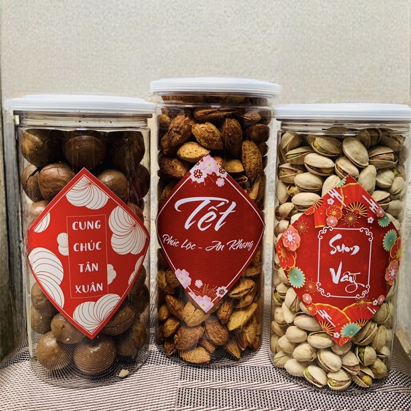 100 tem dán decal sticker năm mới màu đỏ tem Tết Happy New Year