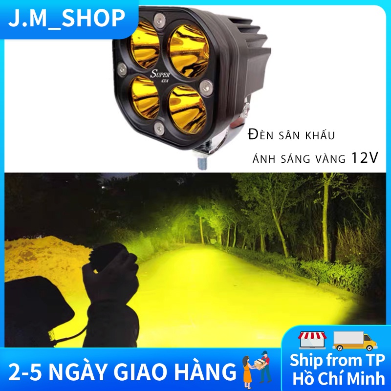 Đèn pha ô tô LED sửa đổi cản trước trung tâm lưới đèn pha ánh sáng mạnh đèn phụ trợ ánh sáng vàng súng lớn ánh sáng xa v