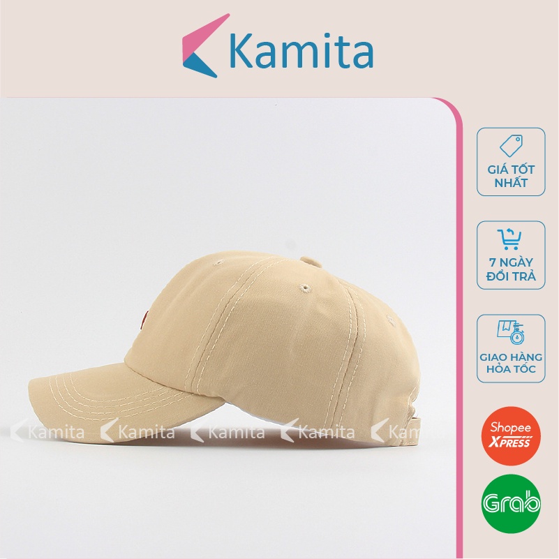 Mũ Lưỡi Trai, Nón Lưỡi Trai KAMITA Thêu Chữ M Nam Nữ Hàn Quốc, Nón Kết Trắng Đen Be Đẹp Vải Kaki Cao Cấp Chính Hãng KM01