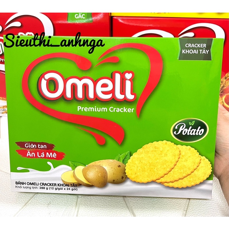 Bánh Omeli Cracker Hộp 288g/400gKhoai Tây/Vừng dừa/Gấc