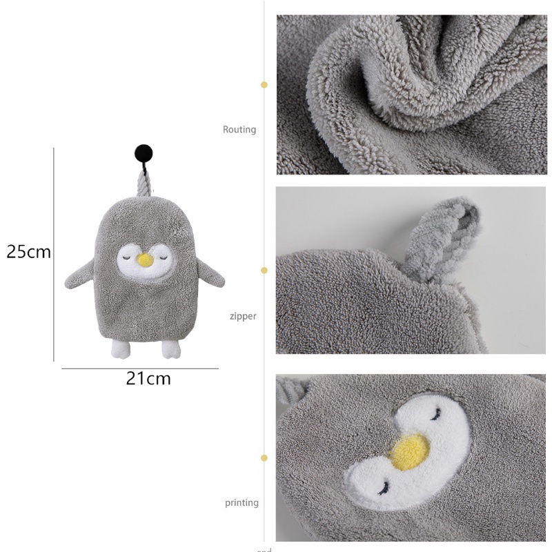 Khăn Lau Tay Nhà Bếp Nhà Tắm Hình Chim Cánh Cụt Treo Tường Hình Siêu Dễ Thương Chất Vải Mềm Mịn Cao Cấp